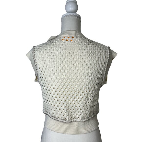 Guest In Residence Mesh Crop Vest in Cream Small New Womens Knit Tank Top - Picture 7 of 15